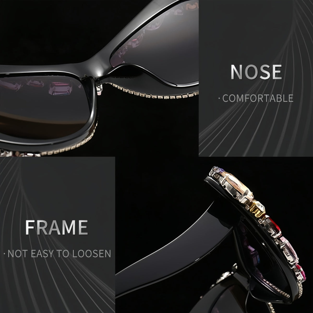 Classy Multicolor Gem Cat Eye Sunglasses
