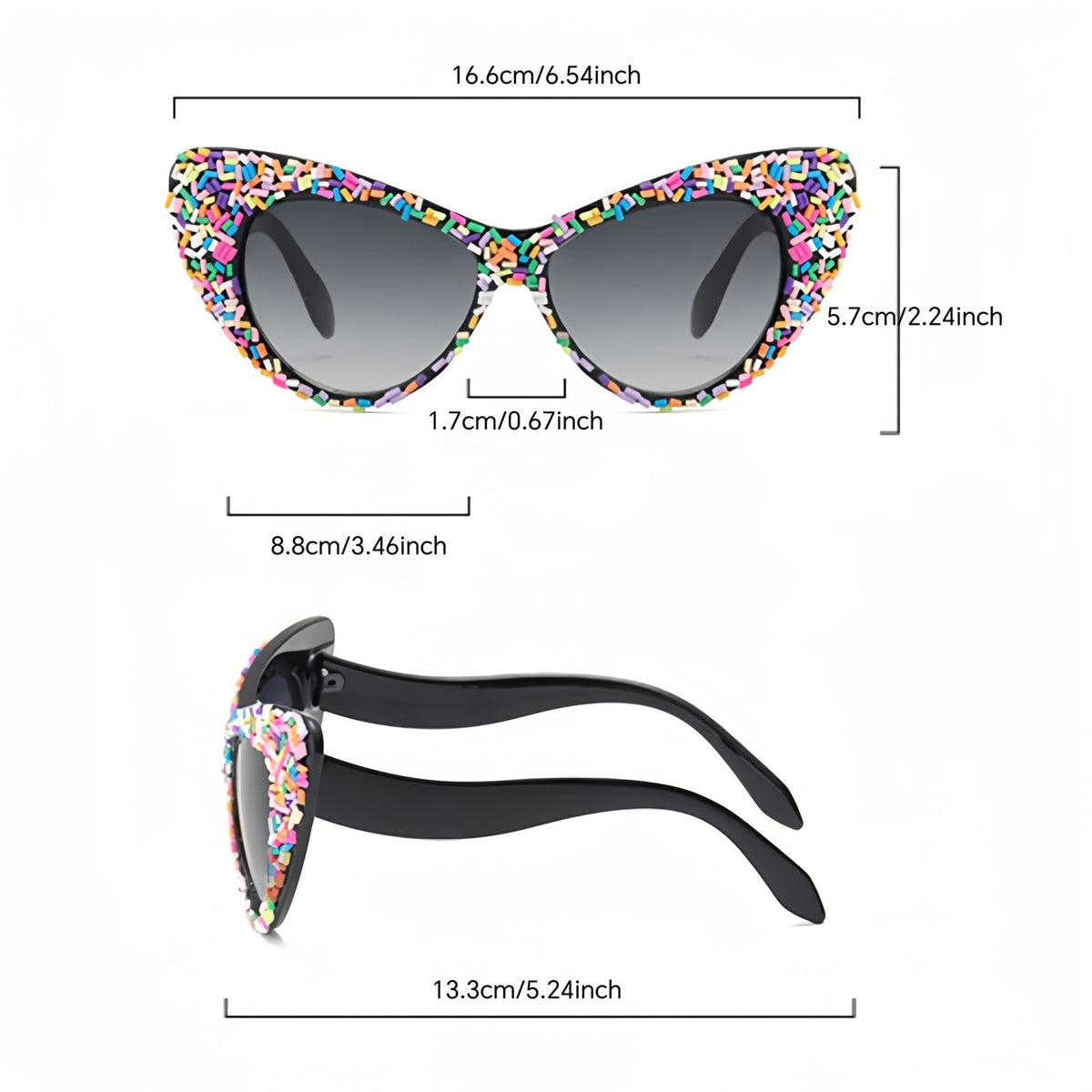 Classy Multicolor Gem Cat Eye Sunglasses