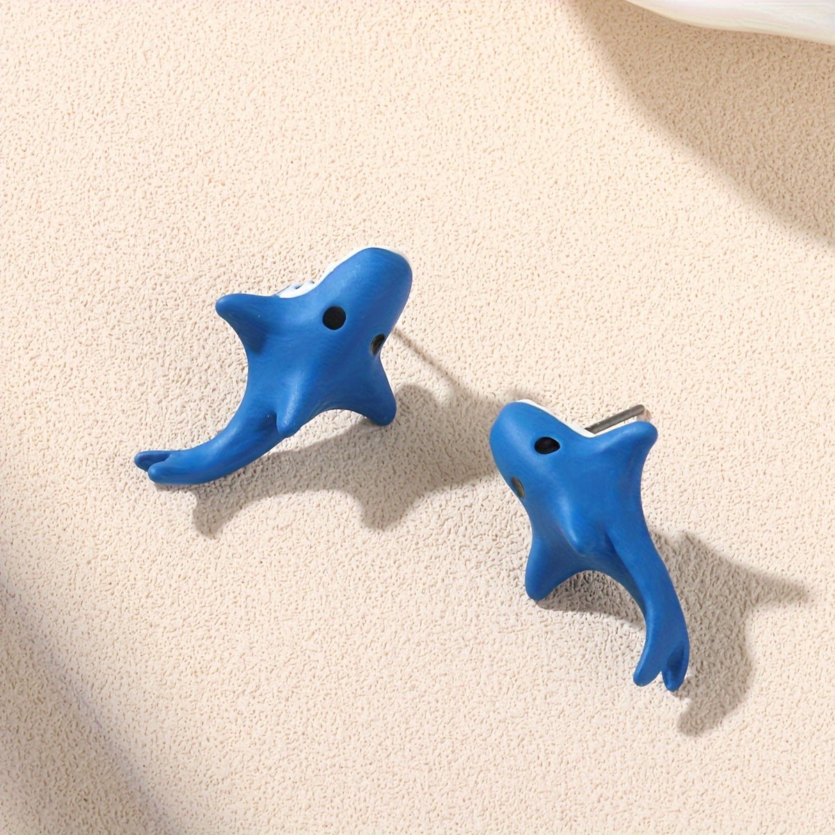 Cute Blue Shark Stud Earrings