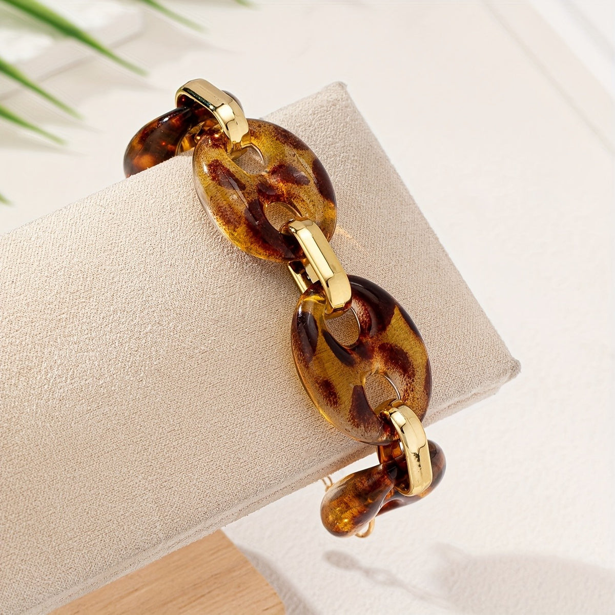 Boho Leopard Acrylic Link Bracelet