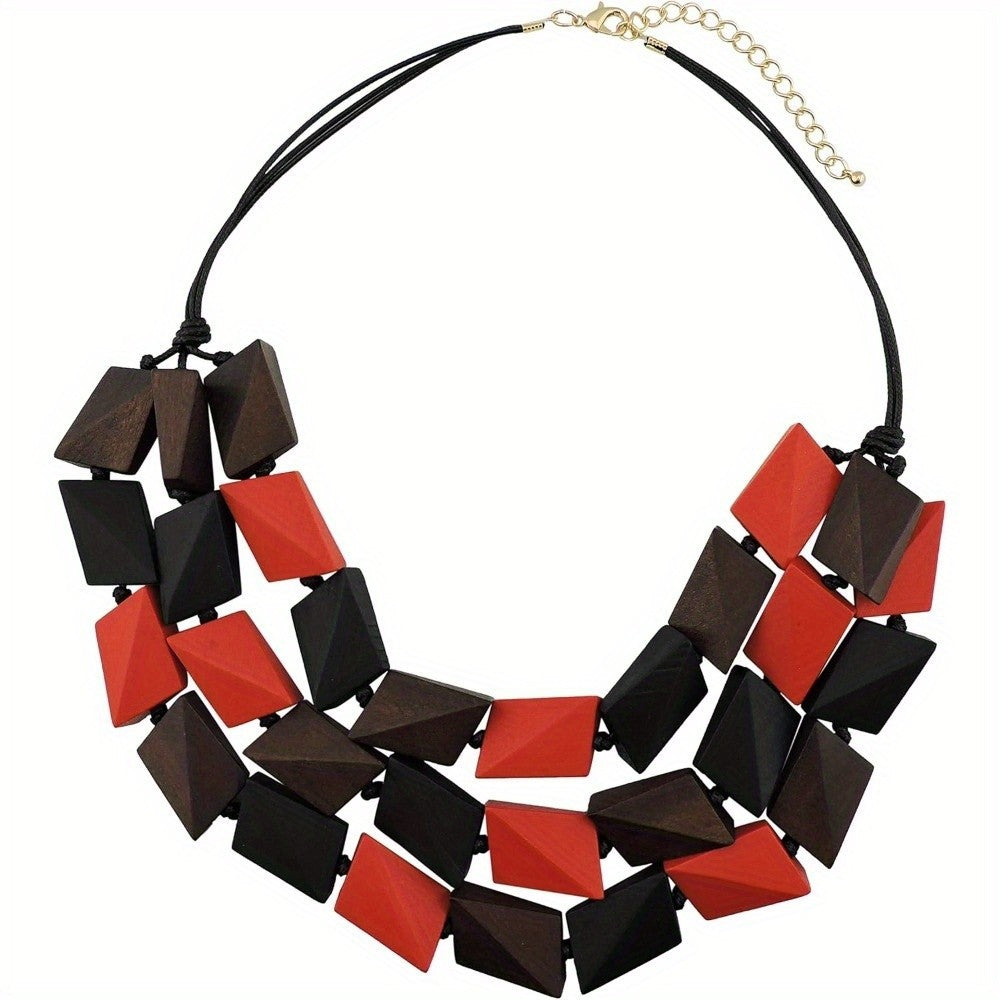 Boho Geometric Block Statement Necklace
