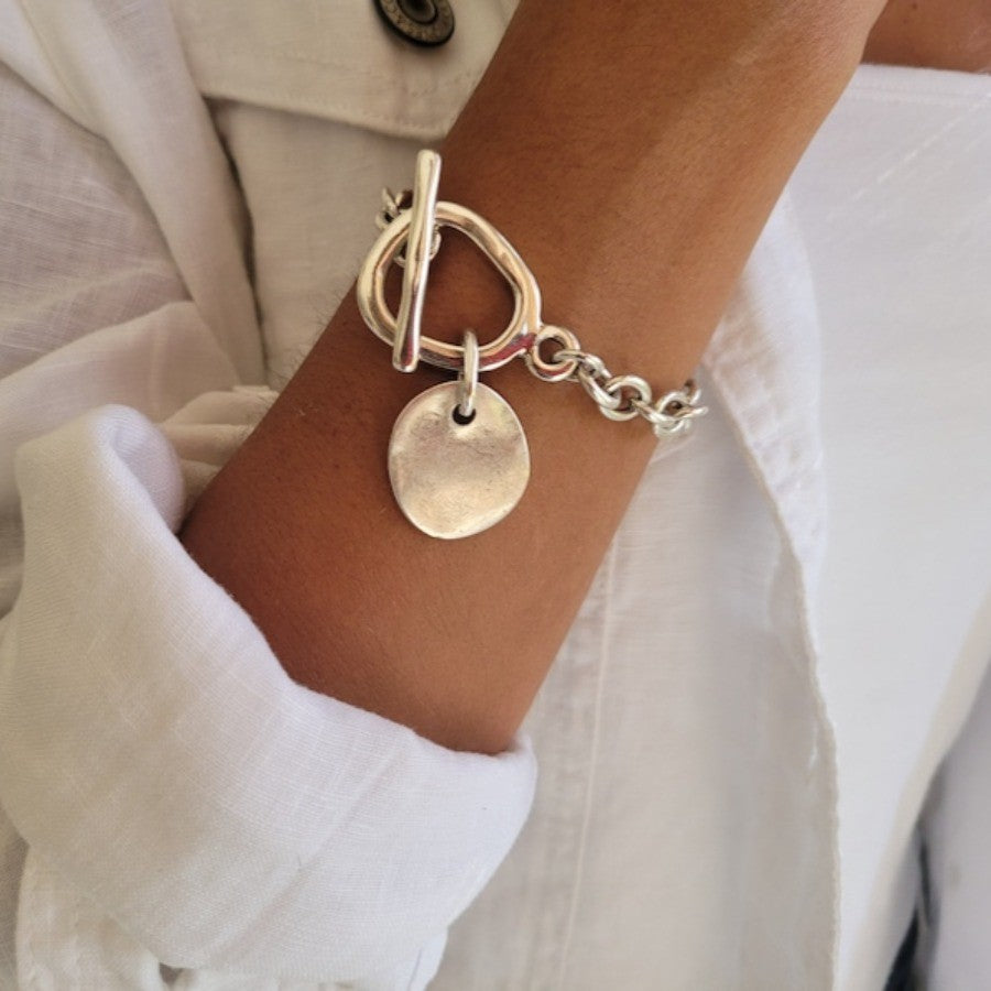 Classy Asymmetric Toggle Disc Bracelet