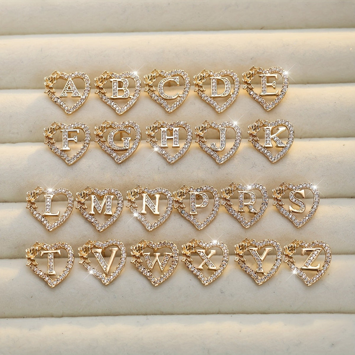 Elegant Heart Initial Zircon Earrings