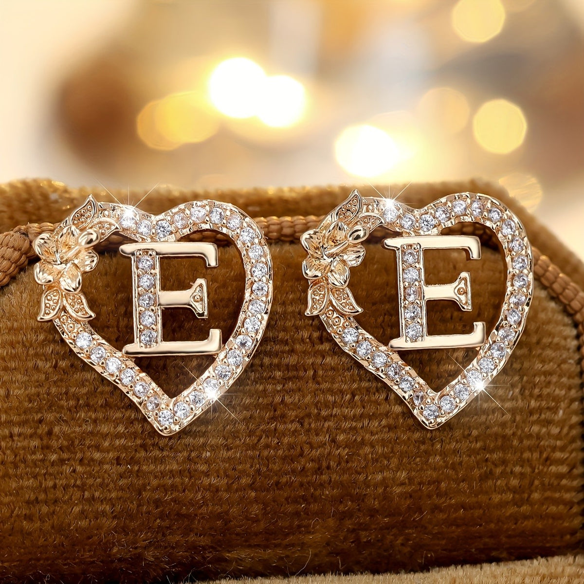 Elegant Heart Initial Zircon Earrings