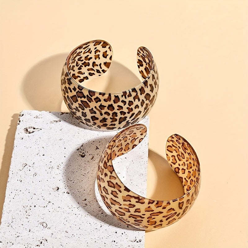 Boho Leopard Print Open Cuff Bracelet