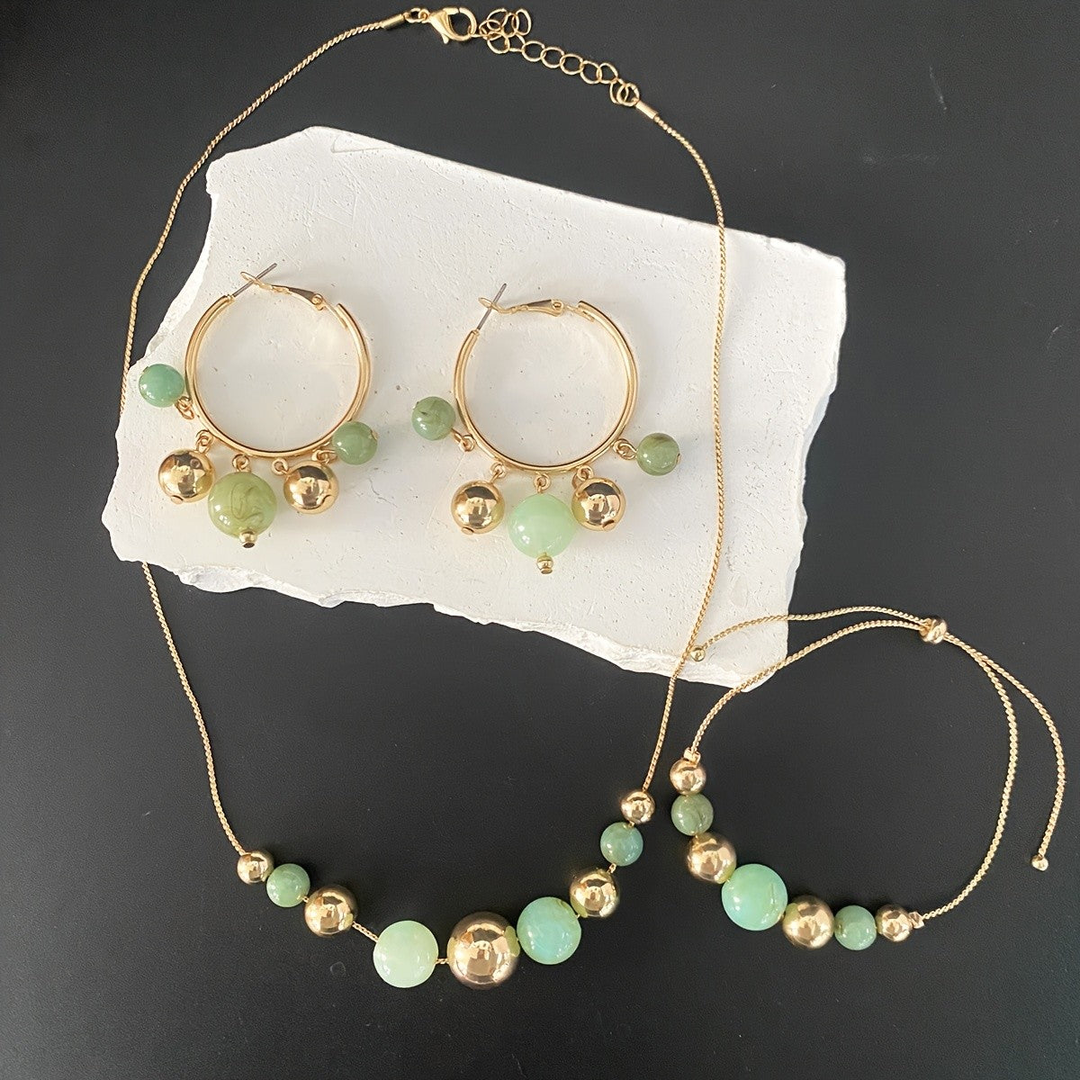 Boho Amber Bead Jewelry Set