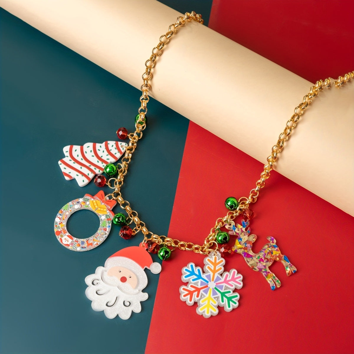 Cute Christmas Santa Charm Necklace