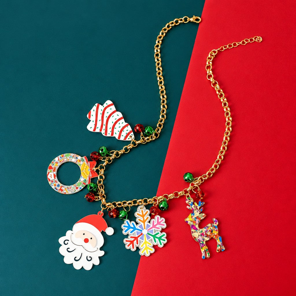 Cute Christmas Santa Charm Necklace