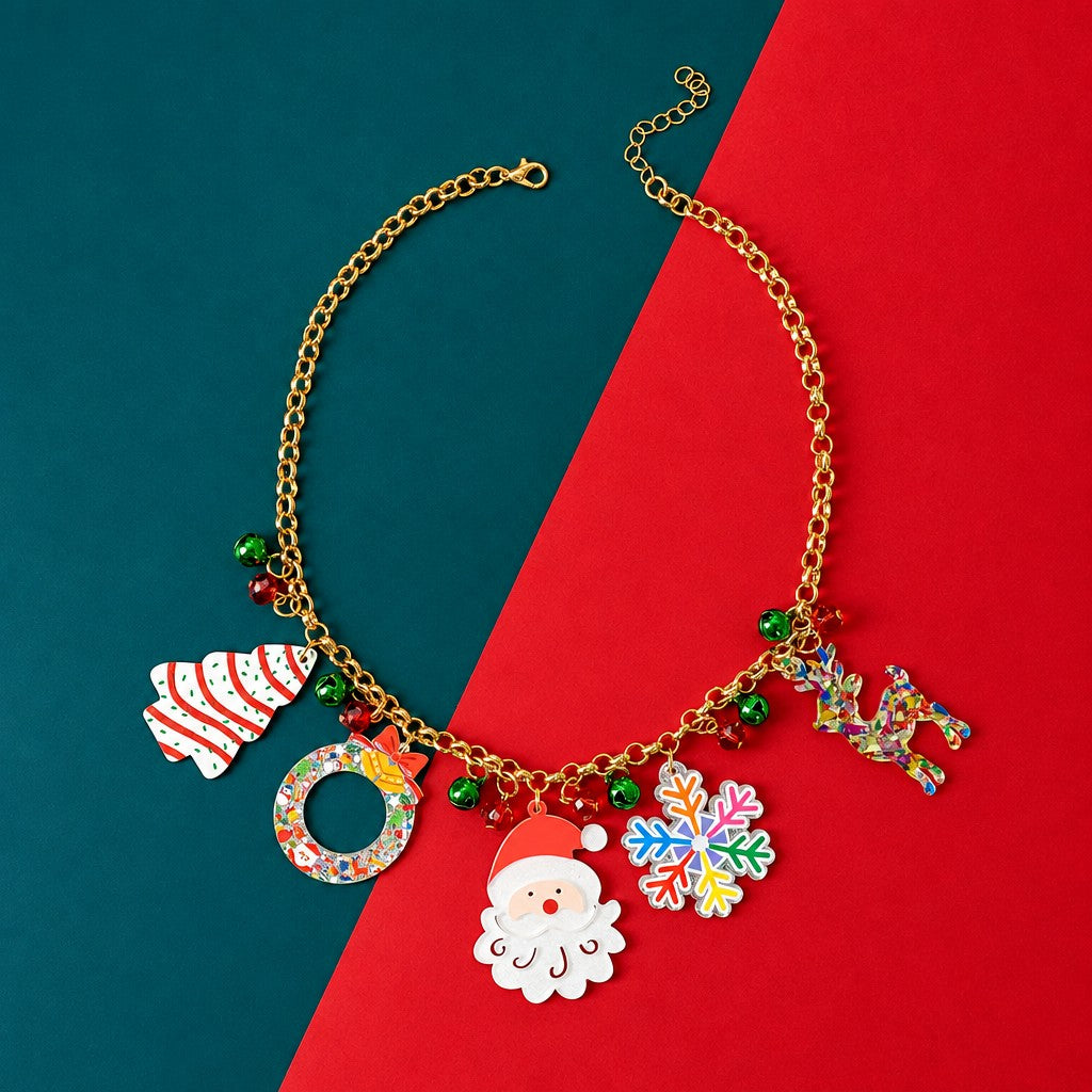 Cute Christmas Santa Charm Necklace