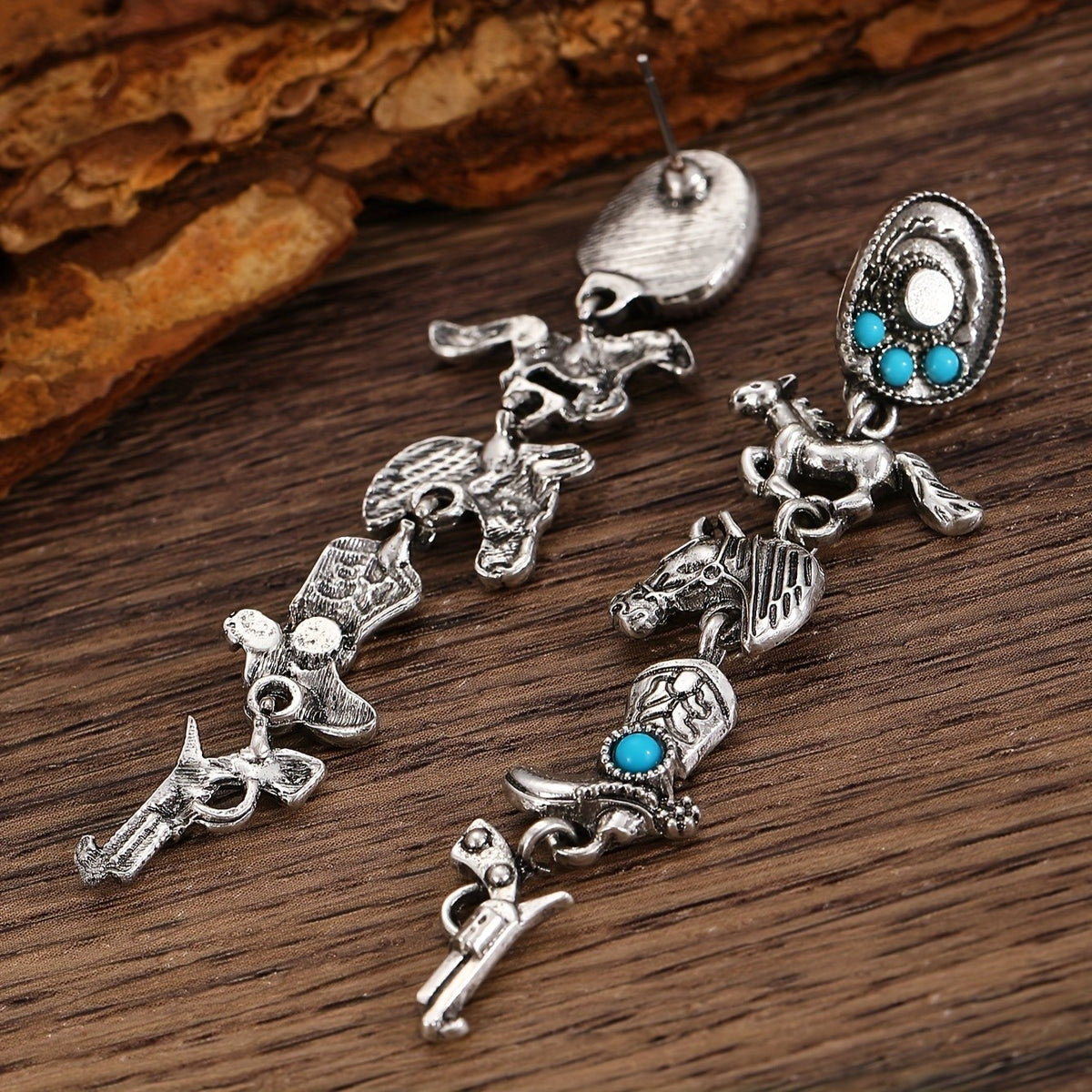 Vintage Western Cowboy Charm Earrings