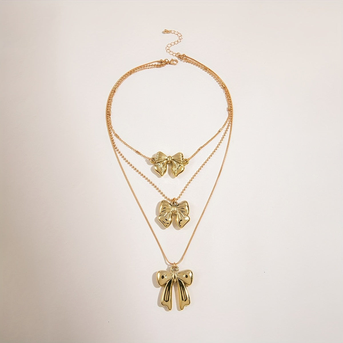Romantic Layered Bow Pendant Necklace