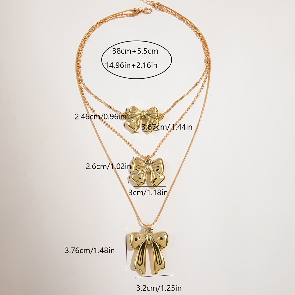 Romantic Layered Bow Pendant Necklace