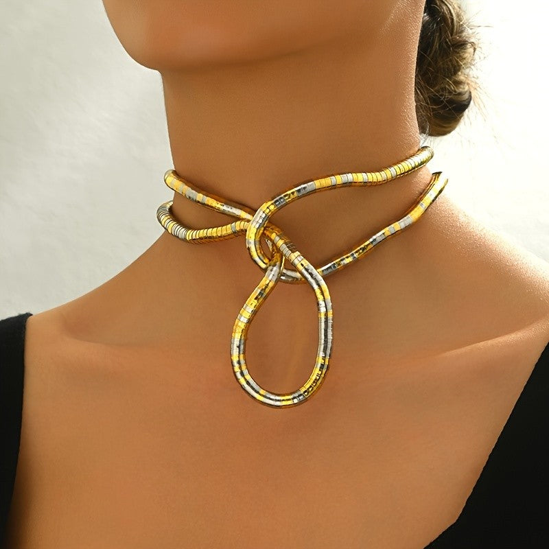 Classy Interlocking Loop Choker Necklace