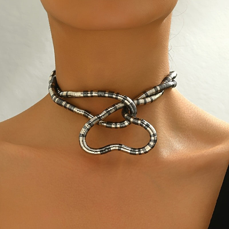 Classy Interlocking Loop Choker Necklace
