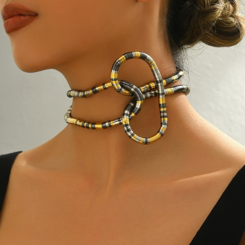 Classy Interlocking Loop Choker Necklace