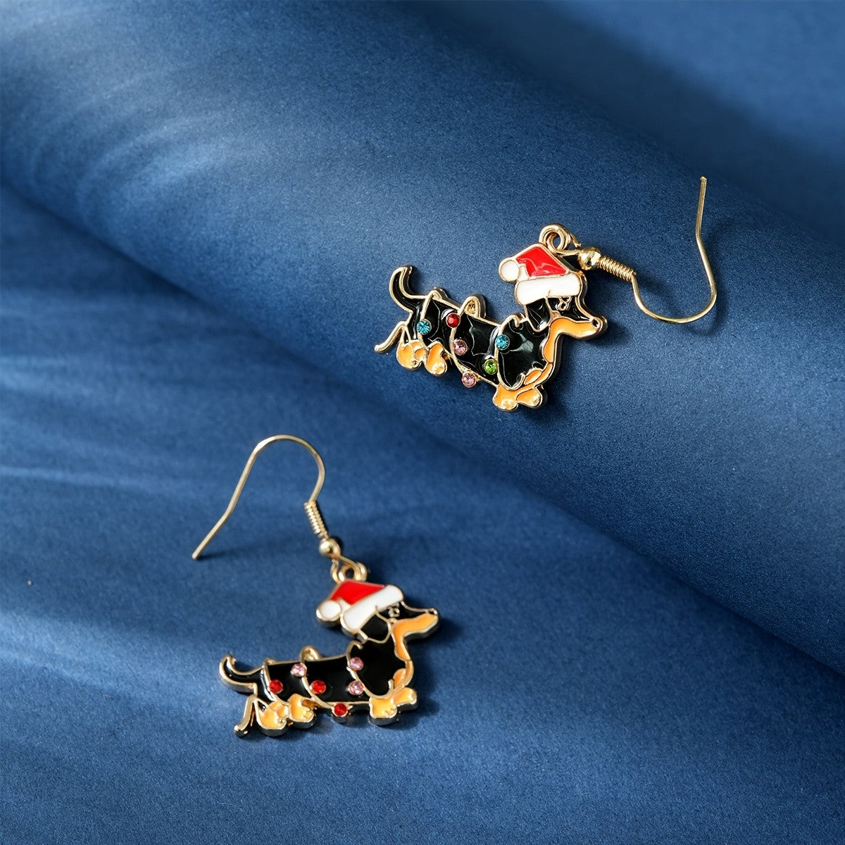 Cute Christmas Dachshund Earrings
