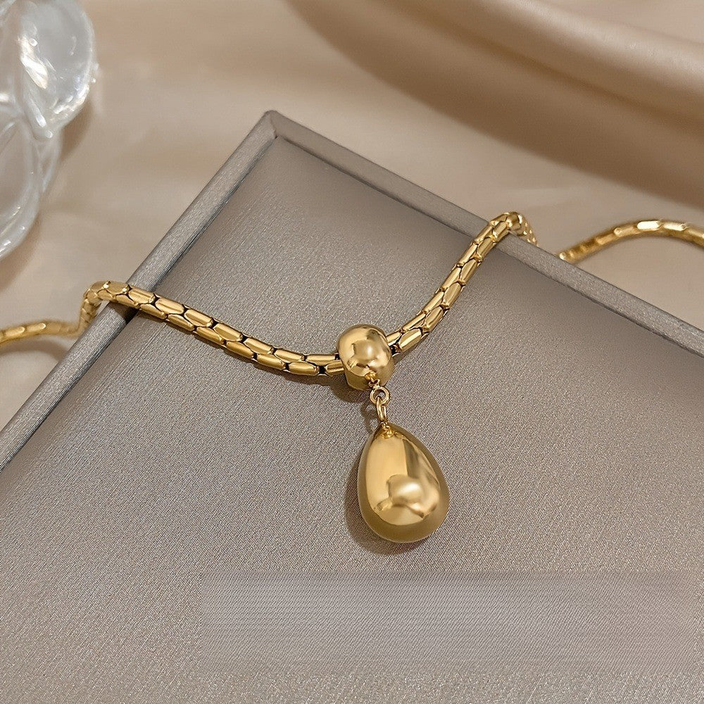 Classy Golden Water Drop Pendant Necklace