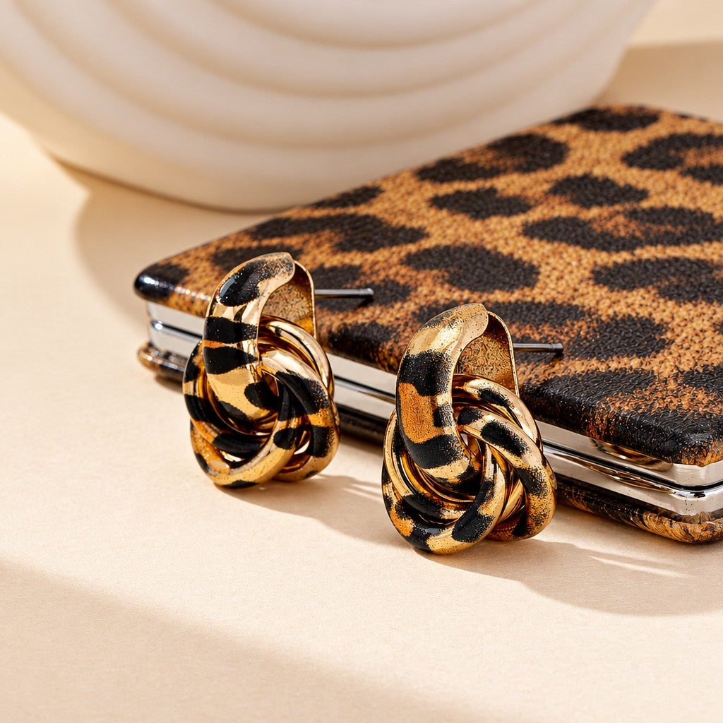 Classy Leopard Print Knot Earrings