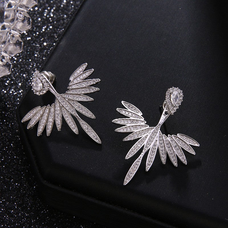 Classy detachable leaf fan earrings