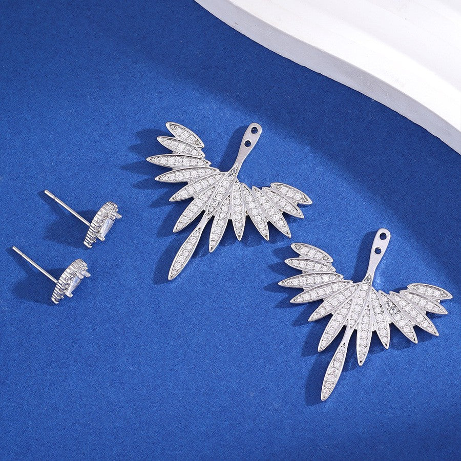 Classy detachable leaf fan earrings