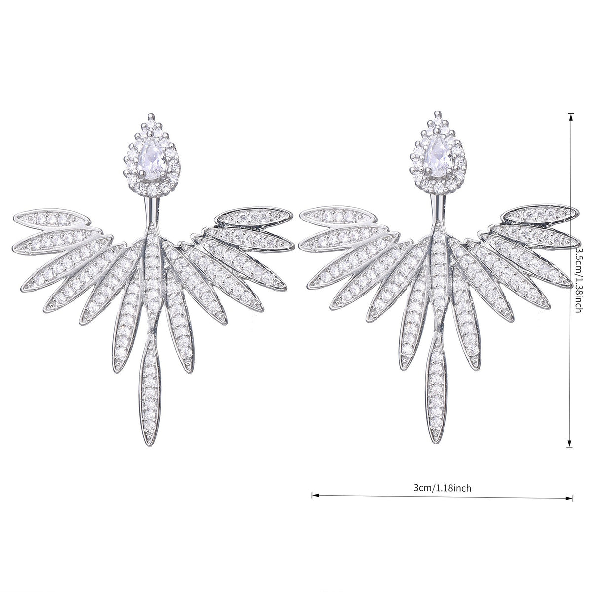 Classy detachable leaf fan earrings