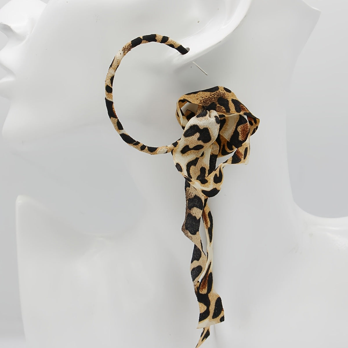 18k Leopard Print Ribbon Hoop Earrings