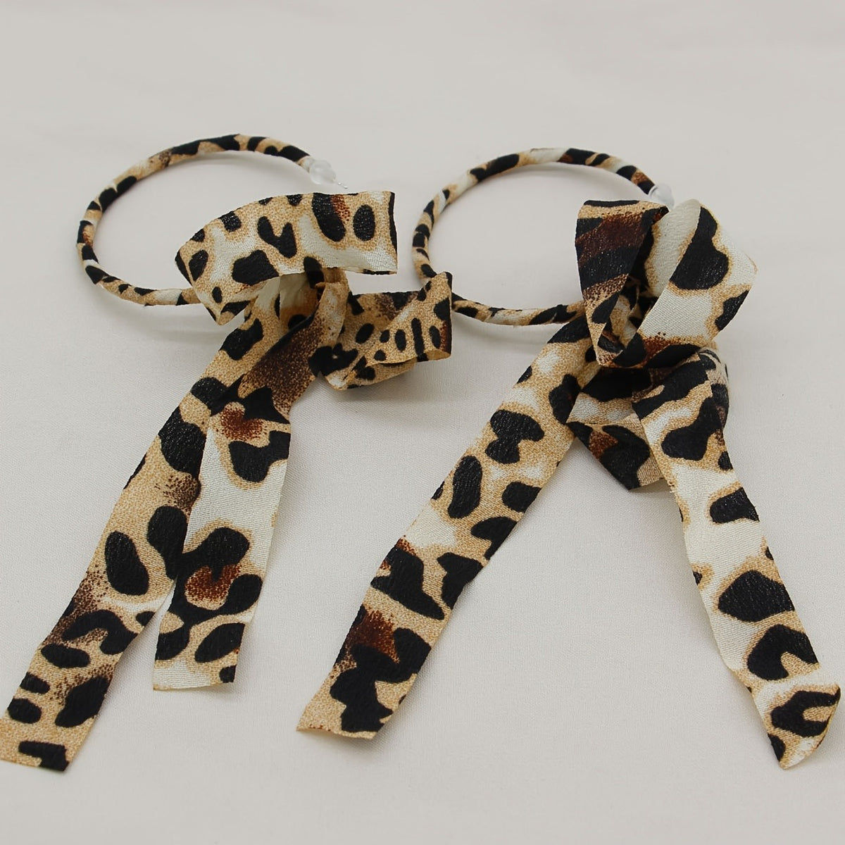 18k Leopard Print Ribbon Hoop Earrings