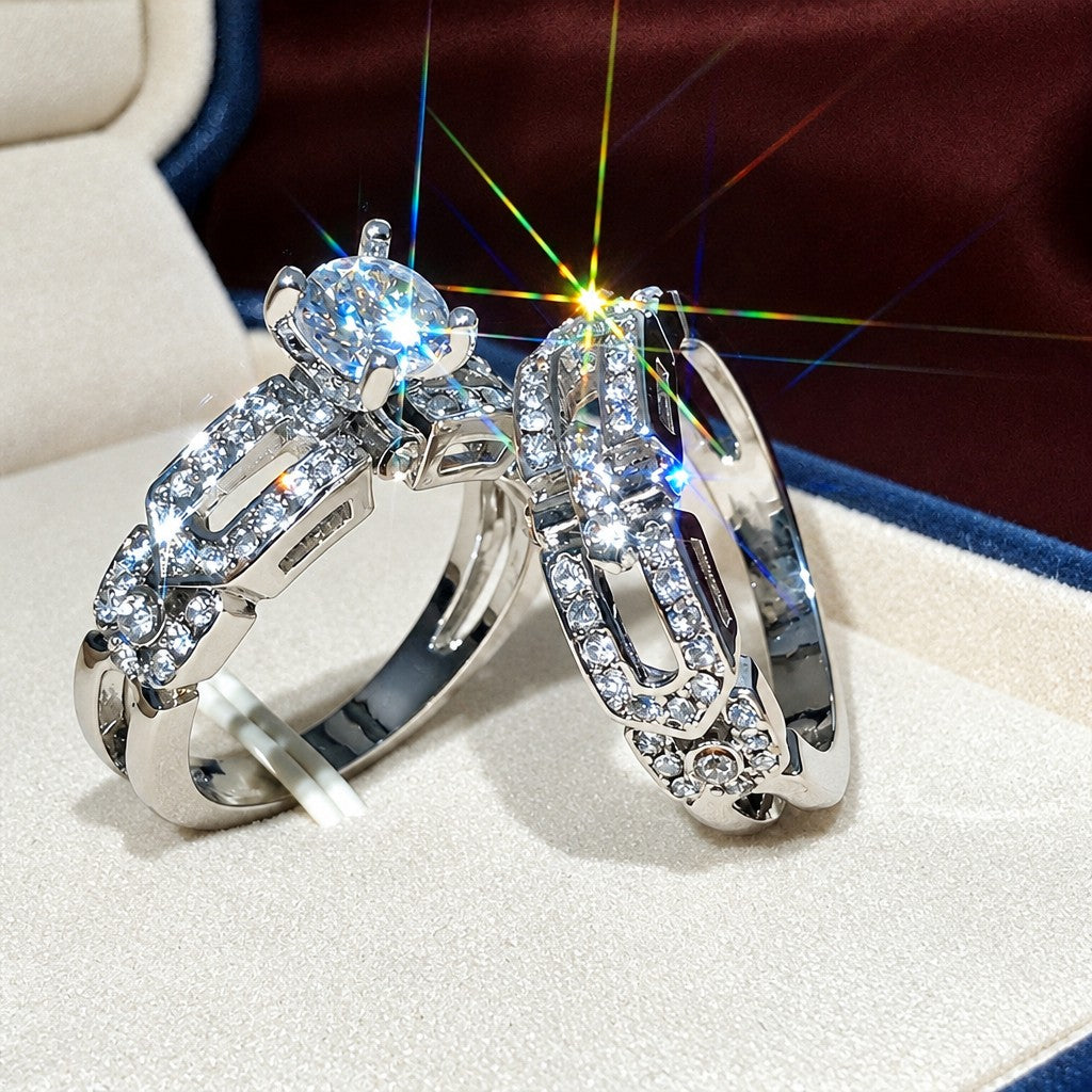 Classy Zircon Stacked Ring Set