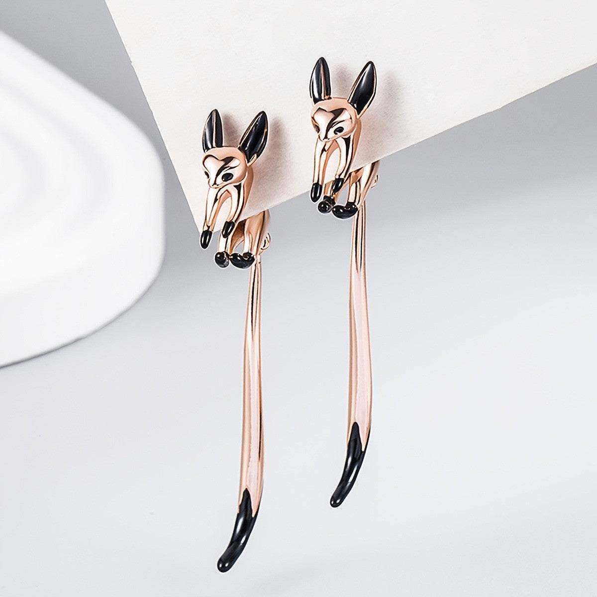 18k Elegant Fox Drop Earrings