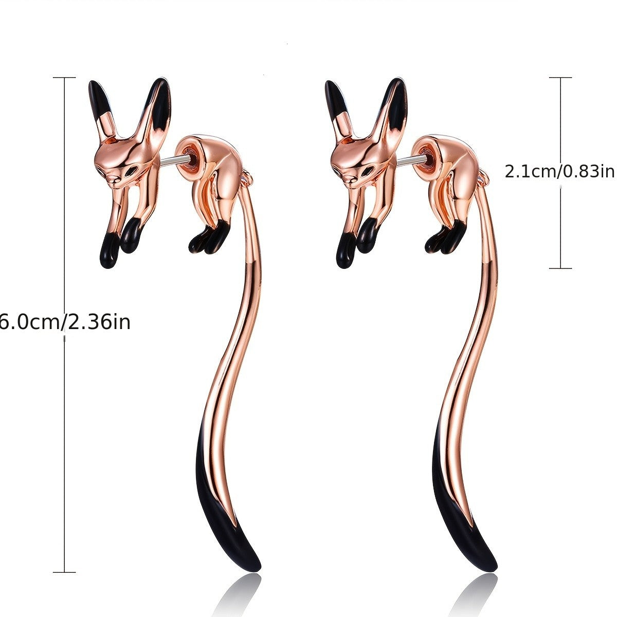 18k Elegant Fox Drop Earrings