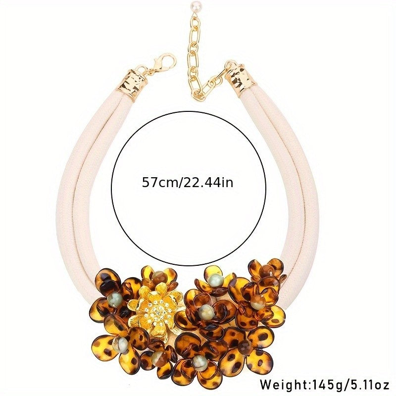 Boho Amber Resin Flower Collar Necklace