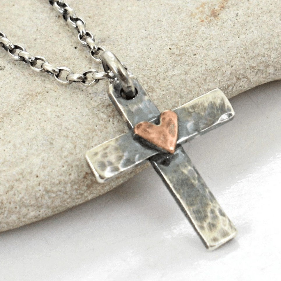 Dainty Hammered Cross Necklace