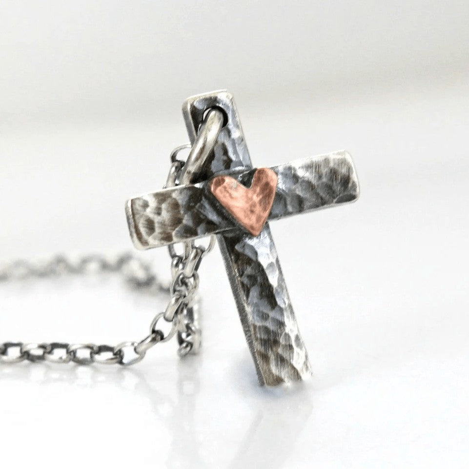 Dainty Hammered Cross Necklace