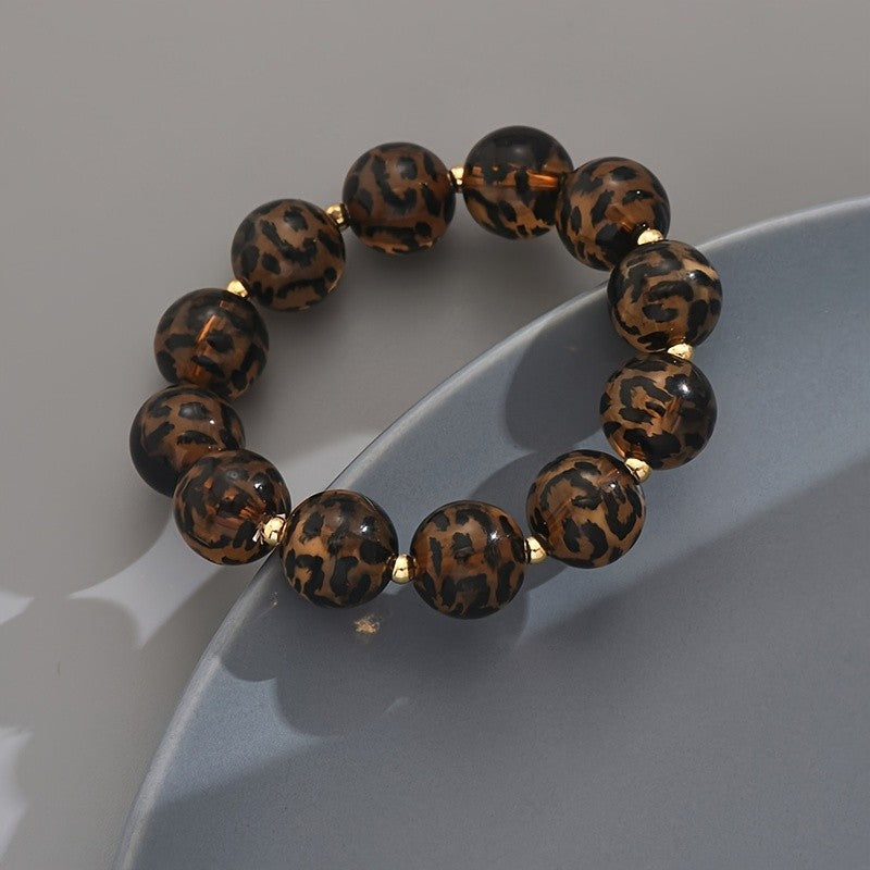 Vintage Leopard Print Beaded Bracelet