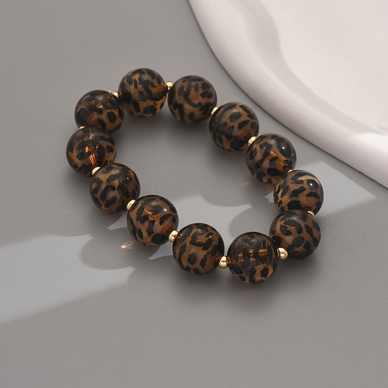 Vintage Leopard Print Beaded Bracelet