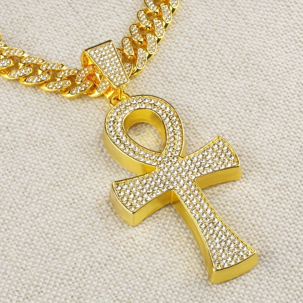 Iced Out Ankh Cuban Link Necklace