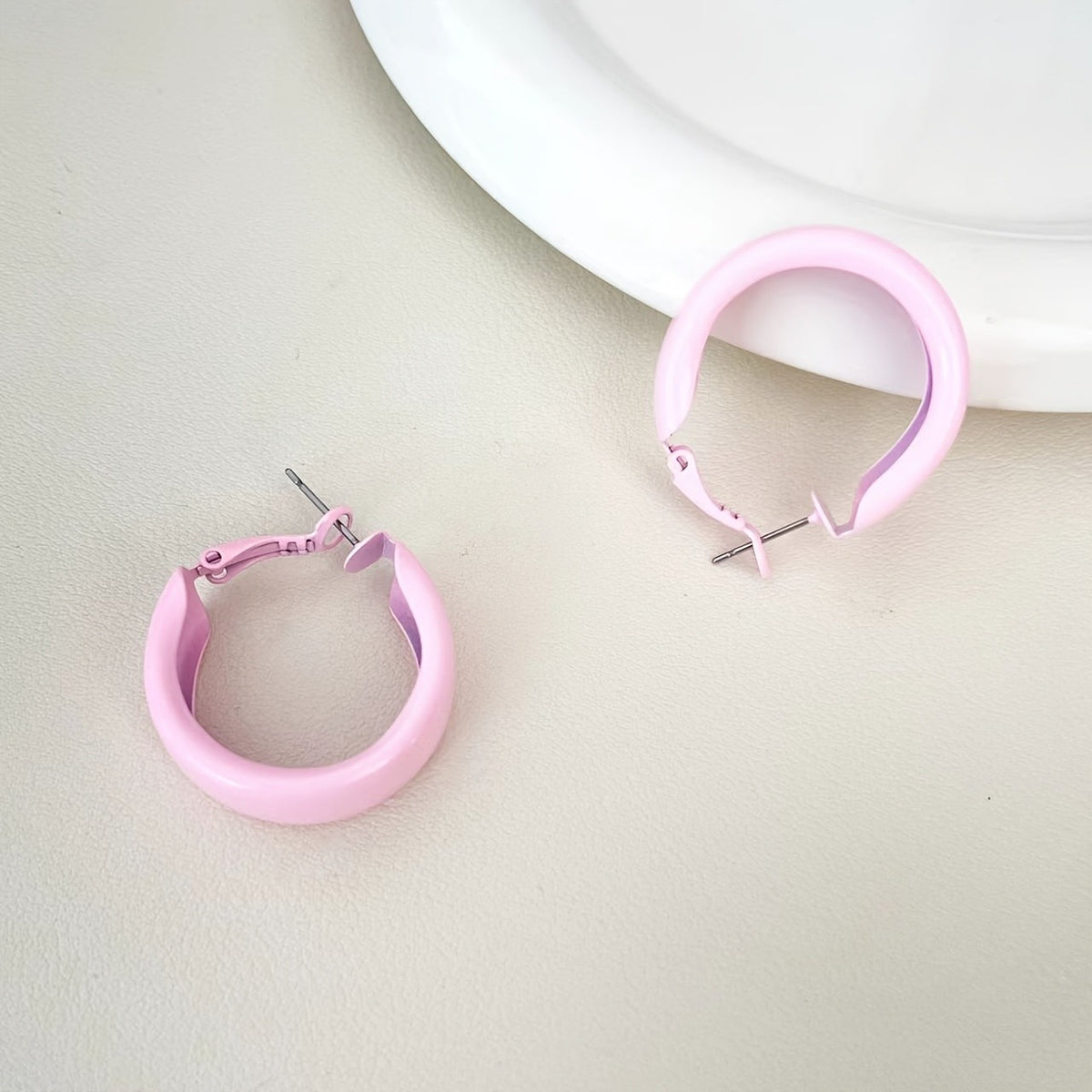 Vintage Glossy Red Wide Hoop Earrings