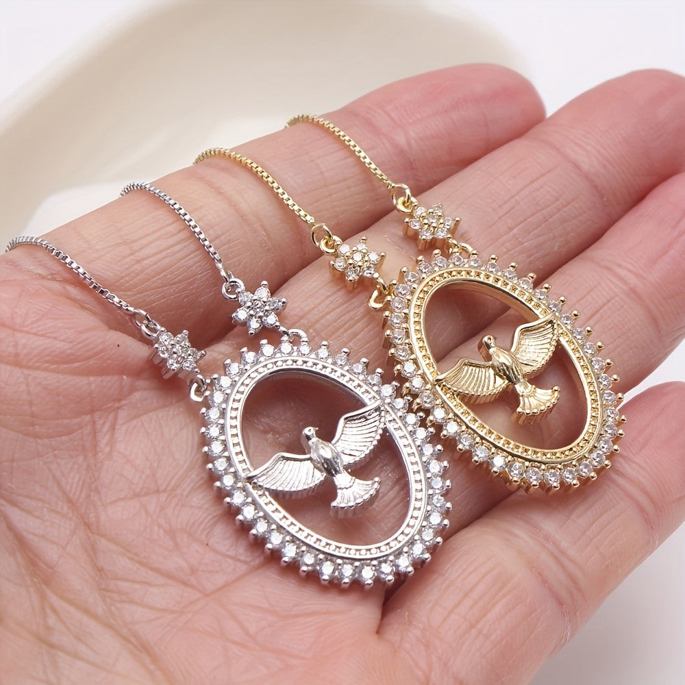 18k Classy Zircon Peace Dove Necklace