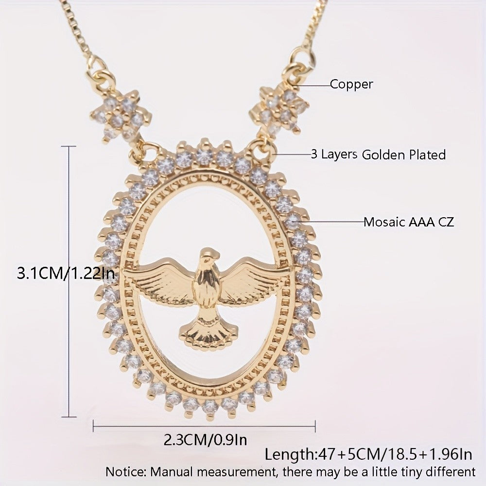 18k Classy Zircon Peace Dove Necklace
