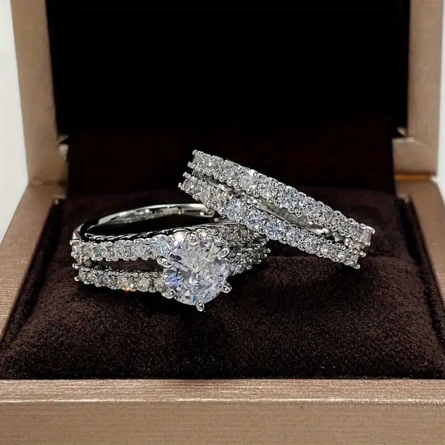 Elegant Cubic Zirconia Stackable Ring Set