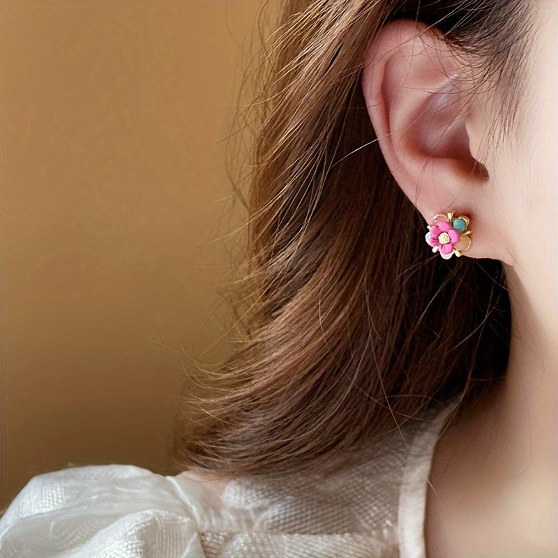 Classy Multicolor Floral Stud Earrings
