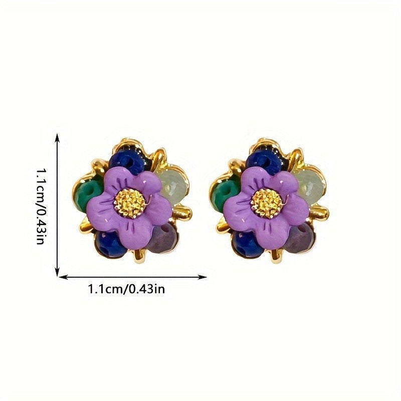 Classy Multicolor Floral Stud Earrings