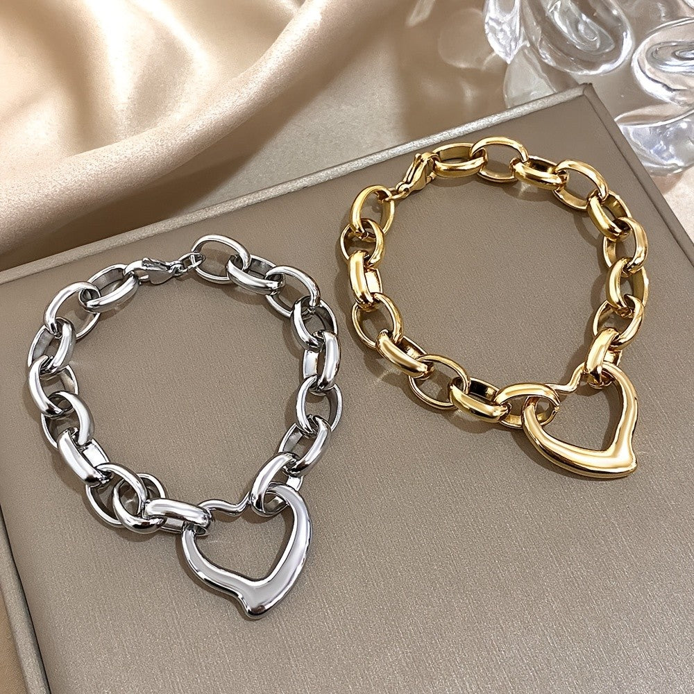 18k Classy Heart Link Bracelet