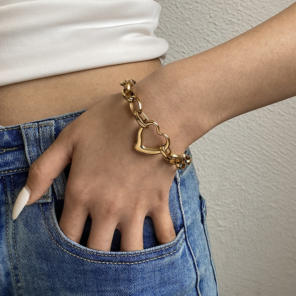 18k Classy Heart Link Bracelet
