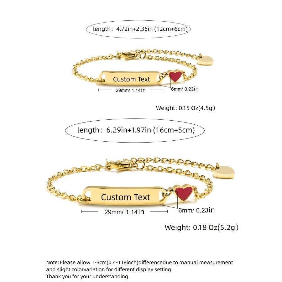 18k Dainty Mom and Baby Heart Bracelet Set