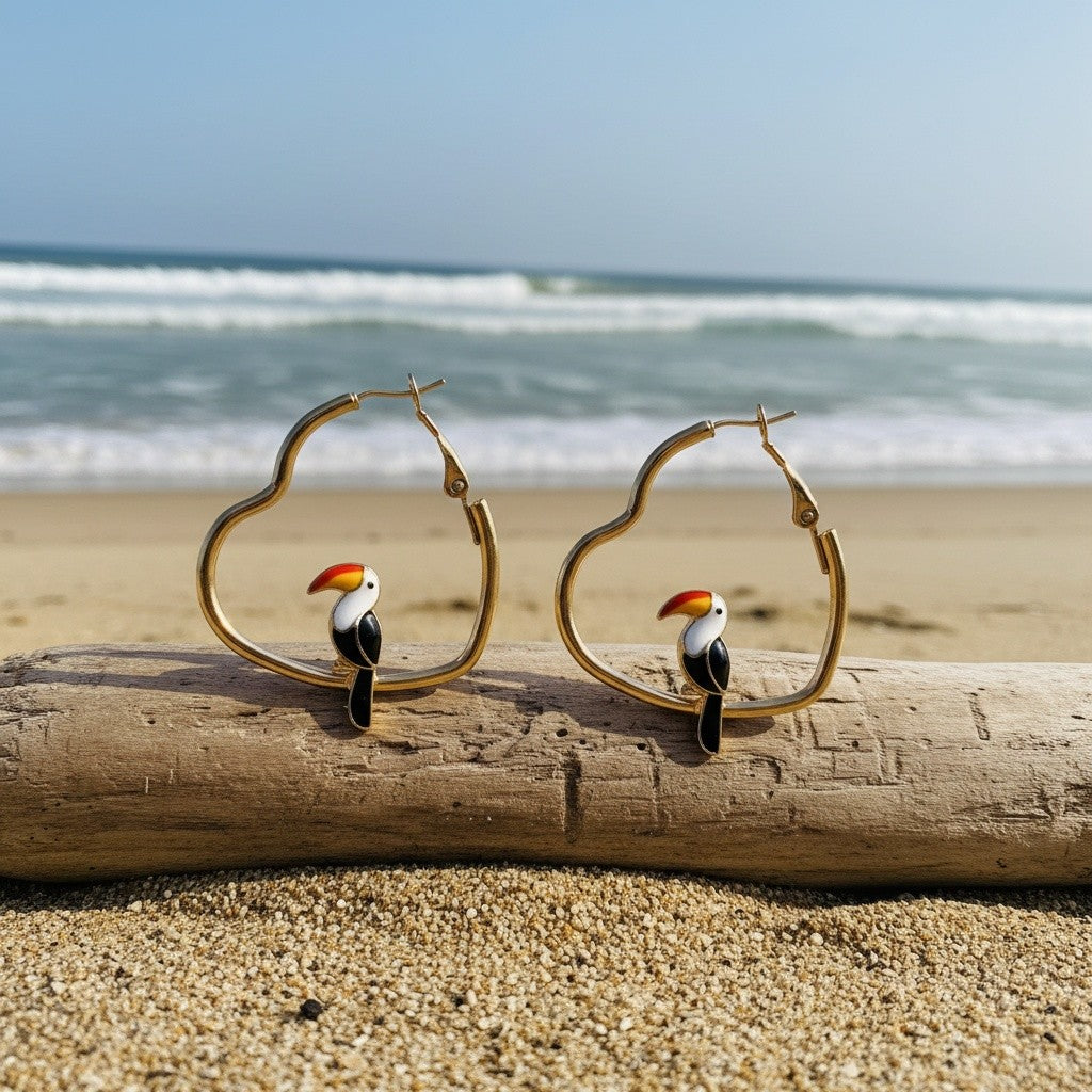 Classy Vintage Toucan Hoop Earrings