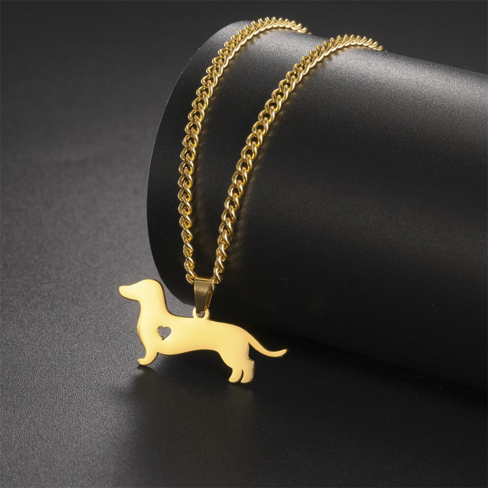 18k Dainty Dachshund Dog Necklace