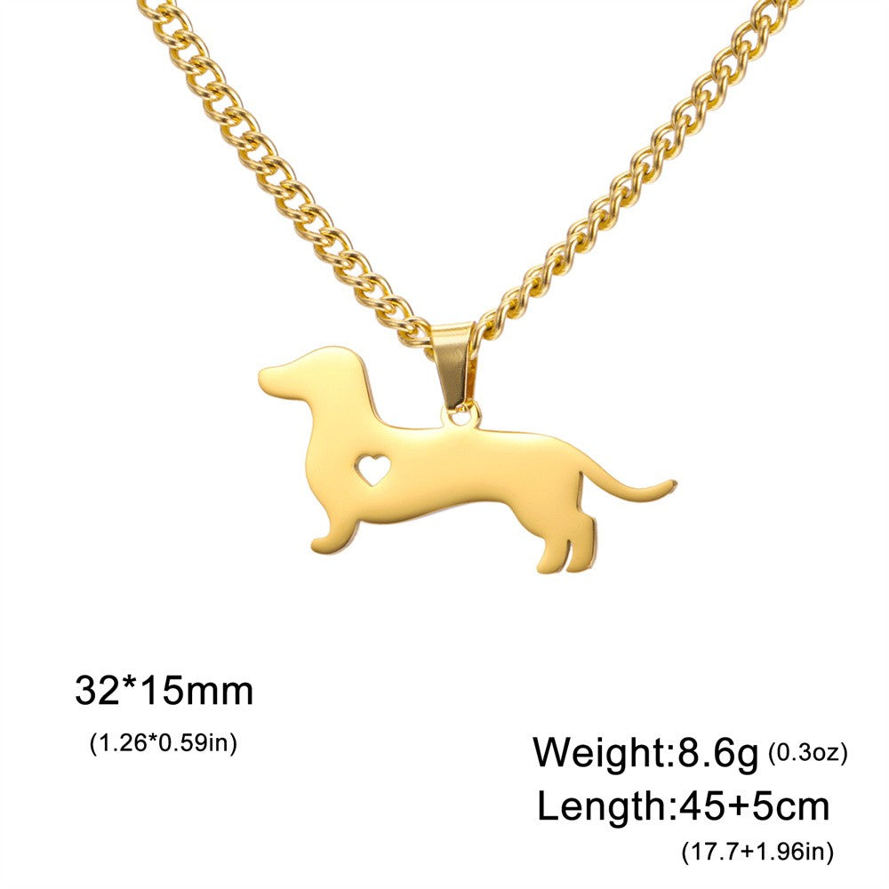 18k Dainty Dachshund Dog Necklace