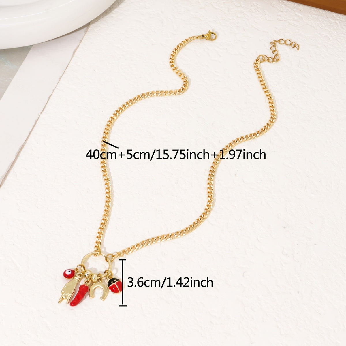 Boho Ladybug & Chili Charm Necklace