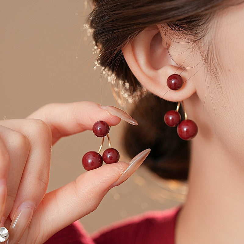 Classy Red Cherry Drop Earrings
